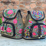 Weiyinxing Yunnan Ethnic Embroidery Backpack Retro Floral Embroidered Ladies Rucksack Embroidered Backpack