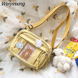 Weiyinxing One Shoulder Bag Canvas Bag College Student Class Bag Crossbody Bag Female Bag Crossbody Small Square Bag