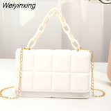 Weiyinxing New PU Leather Shoulder Bags for Women Lingge Chain Rhomboid Crossbody Bags Casual Trend Handbags Mini Phone Bag