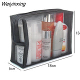 Weiyinxing Women Men Necessary Portable Cosmetic Bag Transparent Travel Organizer Fashion Large Black Toiletry Bags Makeup Pouch