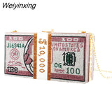 Weiyinxing Crystal Money USD Bags Dollar Design Luxury Diamond Evening Bags Party Purse Clutch Bags Wedding Dinner Purses and Handbags