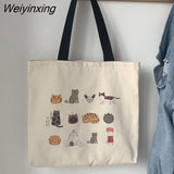 Weiyinxing Women Canvas Shopping Bags Eco Reusable Foldable Shoulder Bags Large Capacity Handbags Casual Cute Bag for Women Dropshipping