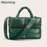 Weiyinxing Large Tote Padded Handbags Designer Quilted Women Shoulder Bags Luxury Nylon Down Cotton Crossbody Bag Winter Purse 2023