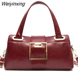 Weiyinxing Layers High Quality Oil Wax Leather Handbag Luxury Designer Women Shoulder Crossbody Bag Solid Color Female Messenger Tote Sac