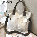 Weiyinxing Women's Tote Shoulder Bag Solid Color Canvas Crossbody Bags for Women Handbags Shopping Bag Ladies Messenger Bag Bolso