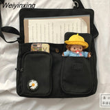 Weiyinxing Women Canvas Shoulder Bags For Youth Casual Ladies Large Capacity Crossbody Bags Solid Handbags Messenger Bags for Women