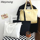 Weiyinxing Canvas Shoulder Bag Large Capacity Totes Simple Solid Color Designer Handbag Reusable Shopping Bags Casual Underarm Bag