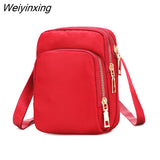 Weiyinxing Women Casual Messenger Bags Waterproof Nylon Mobile Phone Bag Three Layers Large Capacity Crossbody Bags Cosmetic Bag for Women