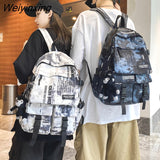 Weiyinxing Retro Nylon Backpack Fashion Waterproof Men Laptop Bag Student College School Bag For Teenage Girl Travel Backpack Book Bags