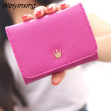 Weiyinxing Crown Women's Wallet 2023 New PU Buckle Short Wallet Student Disassembled Coin Purse Cute Small Fresh Three-fold Wallet