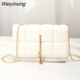 Weiyinxing New PU Leather Shoulder Bags for Women Lingge Chain Rhomboid Crossbody Bags Casual Trend Handbags Mini Phone Bag