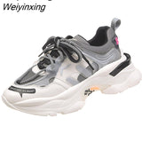 Weiyinxing Platform Sneakers Round Toe 2023 Spring Women's Chunky Shoes Lace Up Black Female Trainers Dad Shoes Tenis Feminino