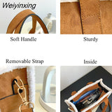 Weiyinxing Suede Luxury Designer Tote Bags for Women Shopping Travel Handbag Winter Plush Shoulder Bags Chic Leisure Crossbody Bag