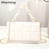 Weiyinxing Leather Shoulder Bags for Women 2023 Fashion Texture Chain Rhomboid Crossbody Bags Summer Trend Handbags Phone Bag Hand Bags