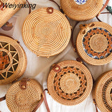 Weiyinxing Round Mulit Style Straw Bag Handbags Women Summer Rattan Bag Handmade Woven Beach Circle Bohemia Handbag New Fashion