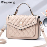 Weiyinxing Fashion Women Bag Trend 2023 Quilted Twist Lock Flap Square Bag Women Leather Handbags Messenger Brand Women's Shoulder Bags