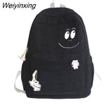 Weiyinxing Cute Corduroy Cartoon Book Bag Trendy Women Small College Backpack Fashion Ladies Kawaii Student Bag Female School Backpack