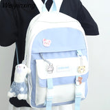 Weiyinxing Badge College Bag Nylon Kawaii Backpack Travel Lady Laptop Teen Cool Student Backpack Fashion Female Cute Women School Bags