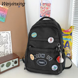 Weiyinxing Kawaii Letter Printing Women Backpack Fashion Cute Girl Two Piece School Bag Set Nylon Waterproof Travel Bag Book Pack Cool