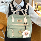 Weiyinxing Multi-function Lovely Girl Backpack Japanese Preppy Style Students Schoolbag Large Capacity Contrast Color Travel Bag New