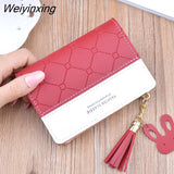 Weiyinxing Arrival Short Women Wallets Tassel Zipper Purse Patchwork Fashion Panelled Wallets Trendy Coin Purse Card Holder Leather