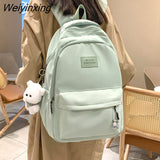 Weiyinxing Solid Color Nylon Women Backpack School Bag For Teenagers Girls Travel Backbag Students Bag Kawaii Bookbag Mochilas