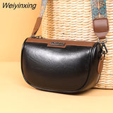 Weiyinxing Oil Wax Genuine Leather Ladies Handbags Fashion Women Shoulder Bags Vintage Solid Color Cow Leather Female Crossbody Sac