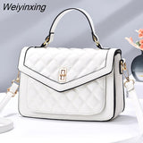 Weiyinxing Fashion Women Bag Trend 2023 Quilted Twist Lock Flap Square Bag Women Leather Handbags Messenger Brand Women's Shoulder Bags