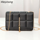 Weiyinxing New PU Leather Shoulder Bags for Women Lingge Chain Rhomboid Crossbody Bags Casual Trend Handbags Mini Phone Bag