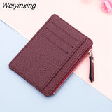 Weiyinxing Small Wallet Credit Multi-Card Holders Package Fashion PU Function Zipper Ultra-Thin Organizer Case Student Women Coin Purse