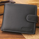 Weiyinxing Leather Wallet Men Clip Cowhide Wallet Men 2023 Brand Coin Wallet Small Clutches Men's Purse Coin Pouch Short Men Wallet