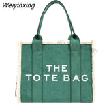 Weiyinxing Suede Luxury Designer Tote Bags for Women Shopping Travel Handbag Winter Plush Shoulder Bags Chic Leisure Crossbody Bag