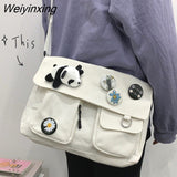 Weiyinxing Women Canvas Shoulder Bags For Youth Casual Ladies Large Capacity Crossbody Bags Solid Handbags Messenger Bags for Women