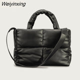 Weiyinxing Large Tote Padded Handbags Designer Quilted Women Shoulder Bags Luxury Nylon Down Cotton Crossbody Bag Winter Purse 2023