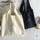 Weiyinxing Bag Canvas Bag Schoolbag Female Large Capacity Youth Solid Color Shoulder Bag Girls' Multi-functional Bags