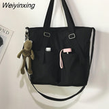 Weiyinxing Oxford Large Capacity Canvas Girl Shoulder Hand Bucket Bag Basket Female Crossbody Bags for Women Casual Tote Purses