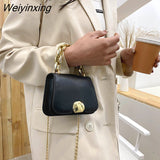 Weiyinxing British Fashion Simple Small Square Bag Women's Designer Handbag High-quality PU Leather Chain Mobile Phone Shoulder Bags