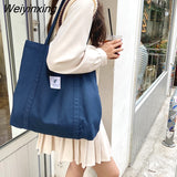 Weiyinxing Art Shopping Bag New Small Fresh Canvas Women's Tote Shoulder Bag Simple Solid Color Buckle Handbags for Women 2023