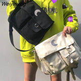 Weiyinxing Bag Student Postman Female Crossbody Bags Japanese-style Handbags For Women Moon Art Canvas Bag Bags For Women Сумки