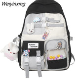 Weiyinxing Teenage Girls College Student Backpacks Large Capacity Women Schoolbag Simple Fashion Female Laptop Backpack Cute Boy Bag