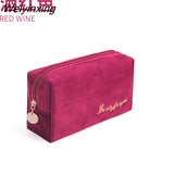 Weiyinxing Velvet Organizer Cosmetic Bag Vintage Soft Toiletry Package Women Travel Makeup Bags Lipstick Pouch Beauty Case