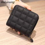 Weiyinxing Women Short Wallets Female Plaid Purses Embroidery Card Holder Wallet Fashion Woman Small Zipper Wallet With Coin Purse