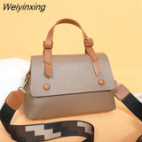 Weiyinxing Versatile CrossBody Soft Bag Contrasting Luxury Designer Shoulder Bag Lady Genuine Leather Handbag Casual Ladies Tote Sac