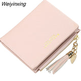 Weiyinxing Tassel Women Wallet Small Cute Wallet Women Short Leather Women Wallets Zipper Purses Portefeuille Female Purse Clutch