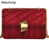 Weiyinxing Gold Velvet Crossbody Bags For Women 2023 Designer Small Shoulder Handbags Chain Messenger Bag Lady Mini Purses Hand Bag