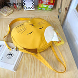 Weiyinxing Cat Nylon Tote Bag Large Capacity Round Cartoon Women's Handbags Shoulder Bags Youth Fashion Sling Messenger Bag Purses