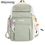 Weiyinxing High Capacity Fashion Big Student Backpack Badge Rucksack Girls School Bag Women Backpack Female Cute Leisure Travel Mochila