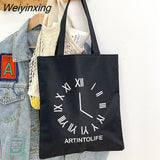 Weiyinxing Canvas Bag for Women New Shopper Handbags Reusable Canvas Shoulder Tote Bag school bags for girl Casual tote bags