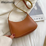 Weiyinxing New Women's Fashion Handbags Retro Solid Color PU Leather Shoulder Underarm Bag Casual Women Handbags 911