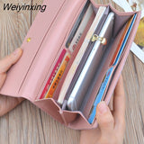 Weiyinxing Fashion Women's Wallets 2023 New Frosted Long Wallet Retro Snap Clasp Clutch Bag PU Leather Female Coin Purse